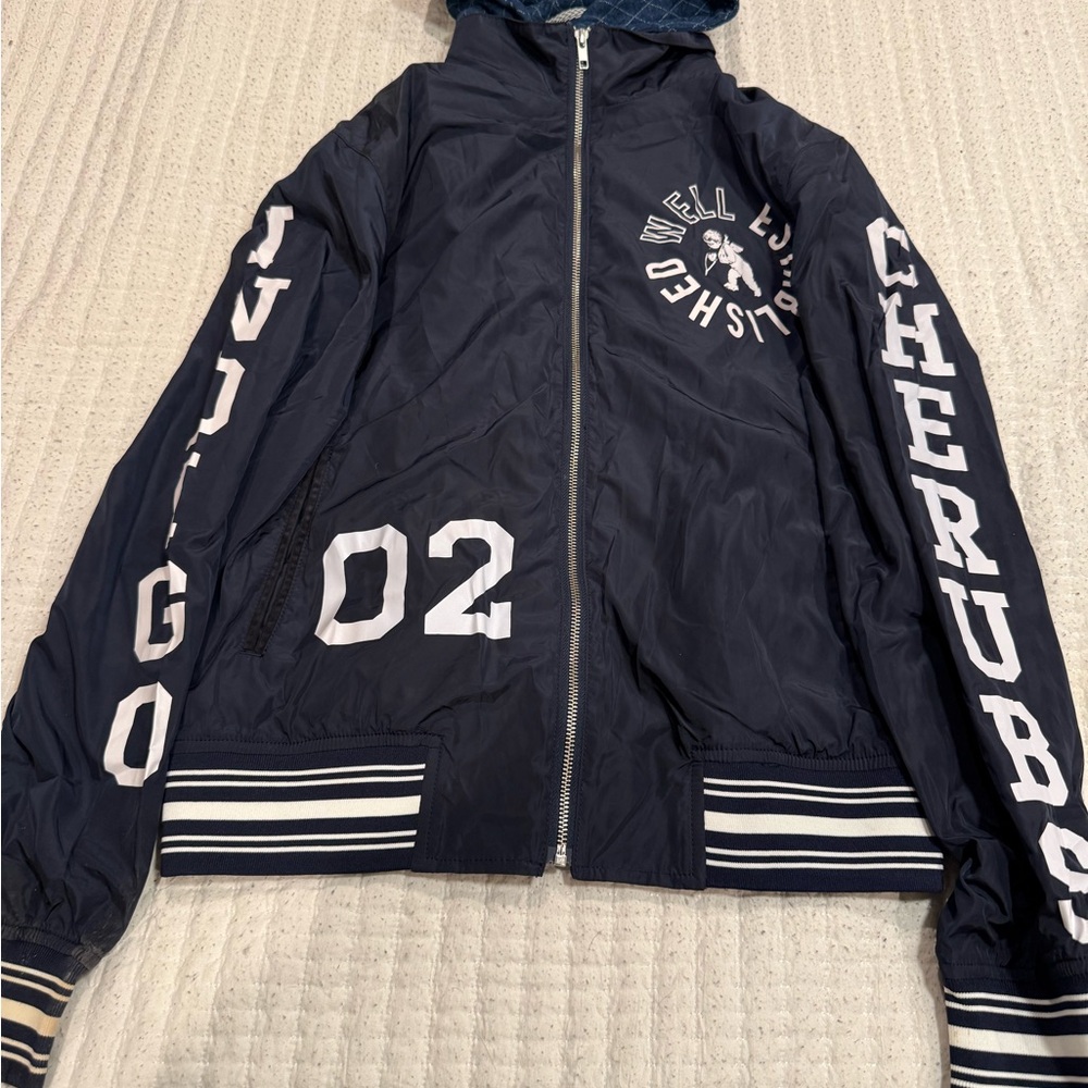 PRPS Navy Varsity Jacket with White Accents